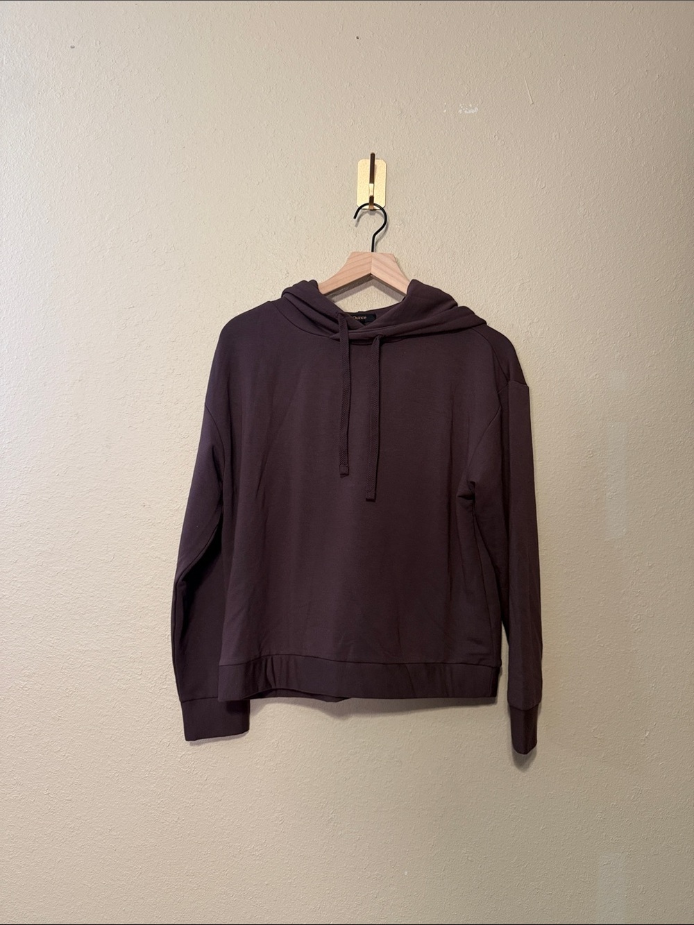 QUINCE Super Soft Fleece Pullover Hoodie size Small In Dried Fig